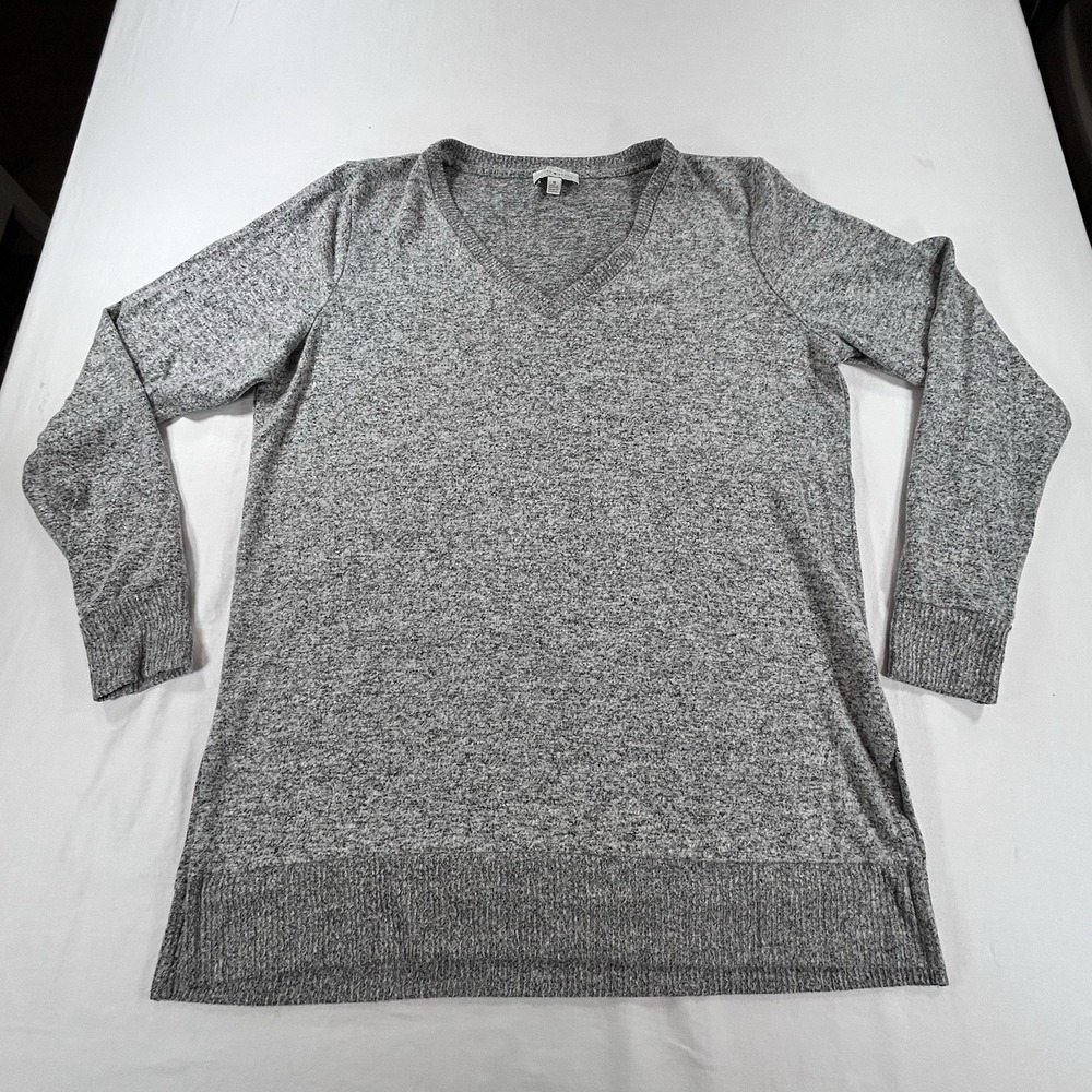 Lucky Brand Pullover Sweater Women's M Gray Heather Long Sleeve Viscose Soft